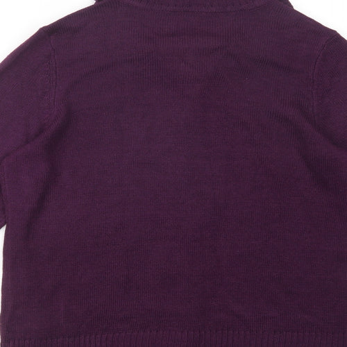 AproductZ Womens Purple Collared  Acrylic Pullover Jumper Size 16