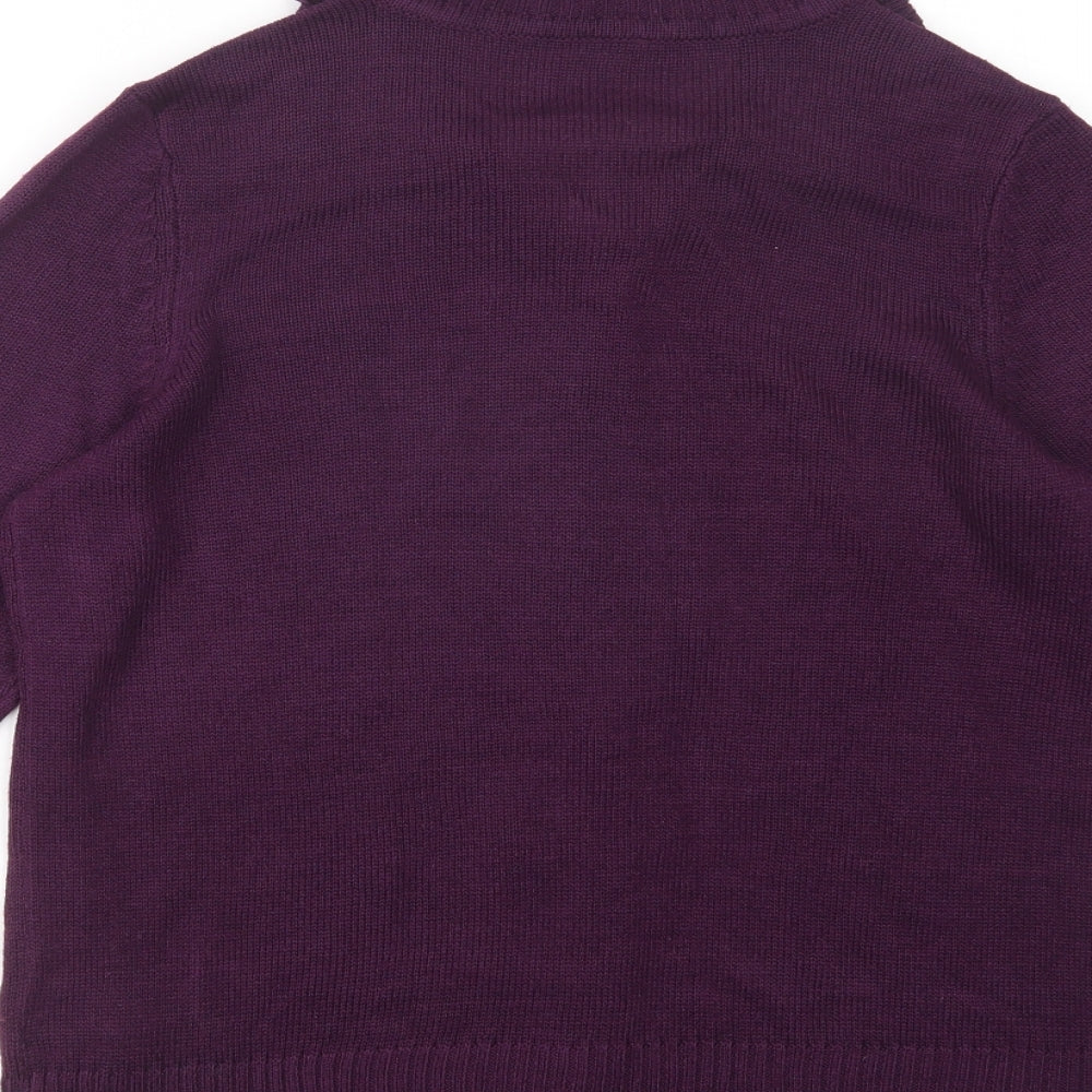 AproductZ Womens Purple Collared  Acrylic Pullover Jumper Size 16