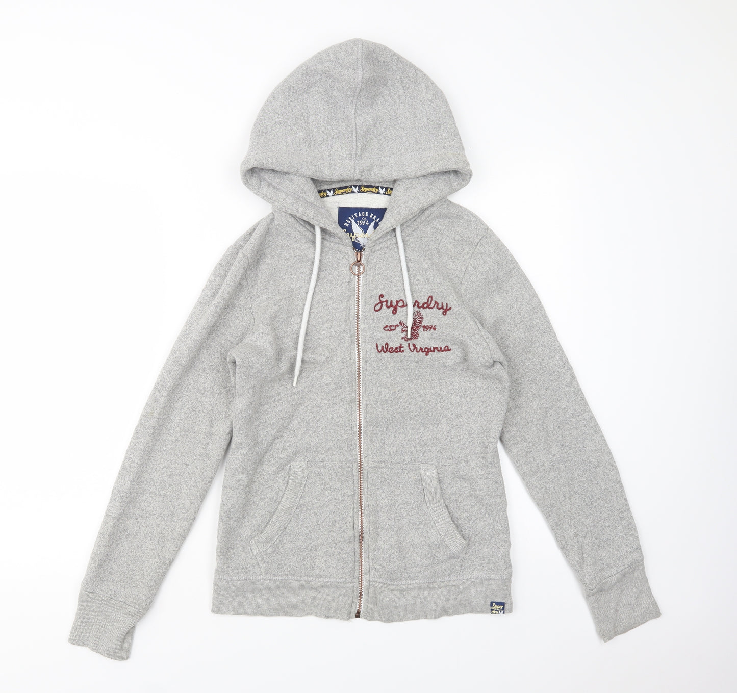 Superdry Mens Grey  Cotton Full Zip Hoodie Size S