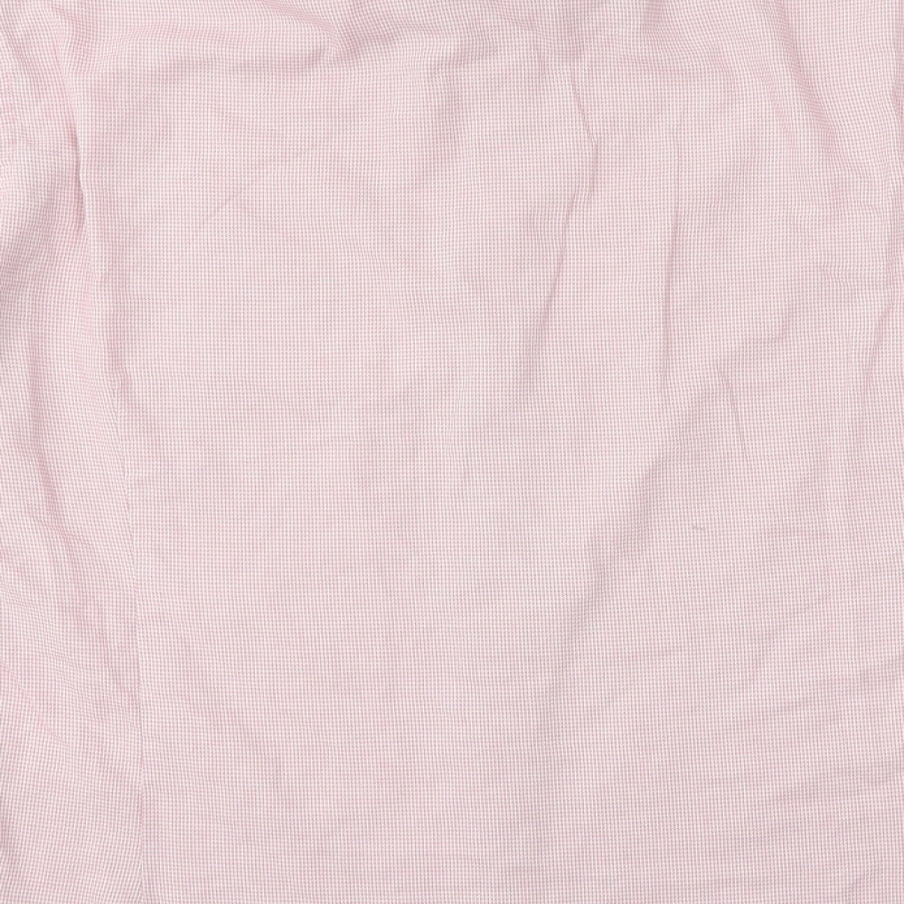 Debenhams Mens Pink Houndstooth Polyester  Dress Shirt Size 17 Collared Button