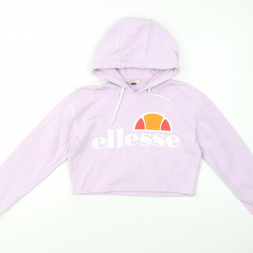 ellesse Womens Purple  Cotton Pullover Hoodie Size 8  Pullover - Cropped