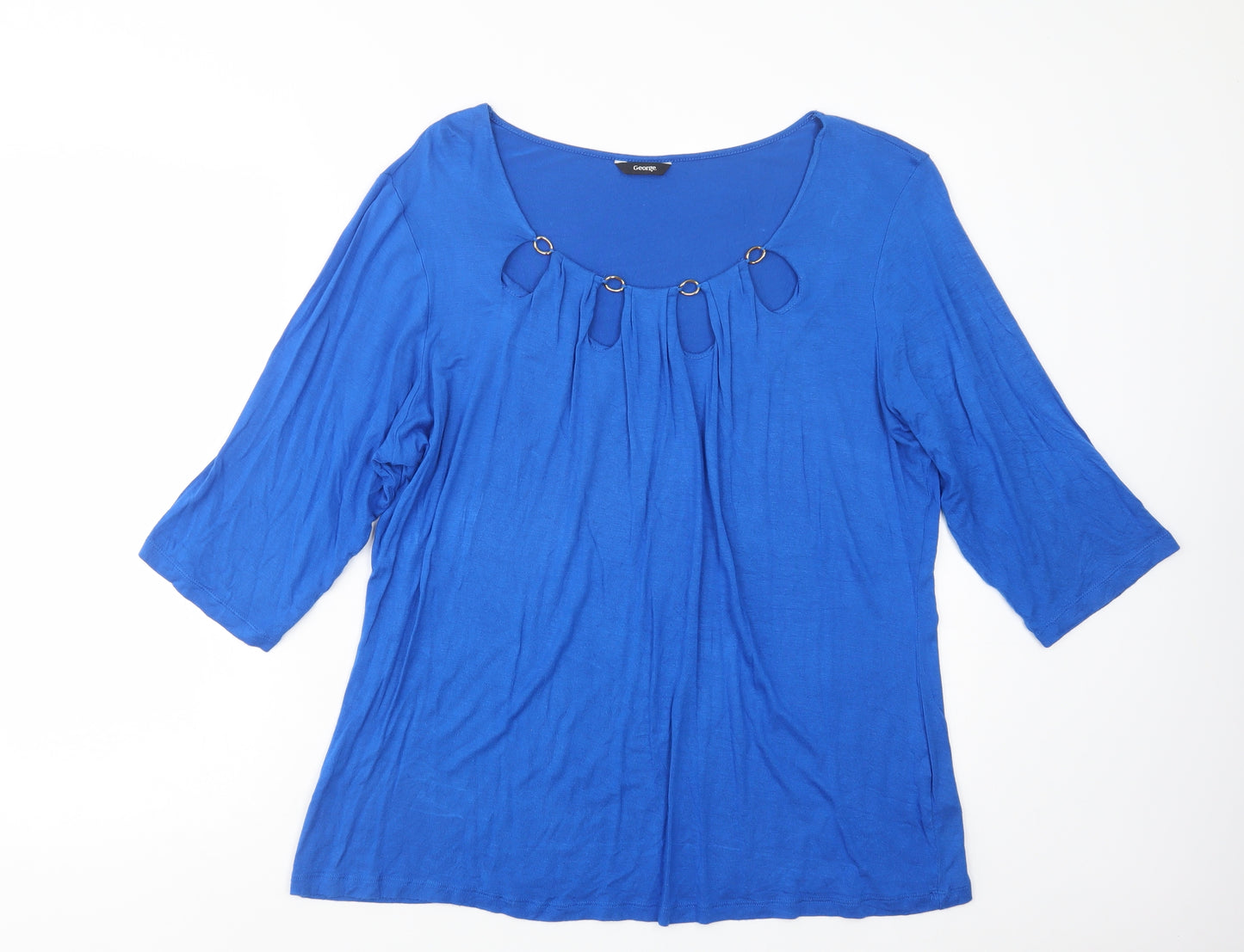 George Womens Blue  Viscose Basic Blouse Size 22 Scoop Neck