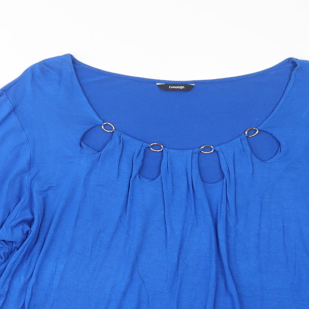 George Womens Blue  Viscose Basic Blouse Size 22 Scoop Neck