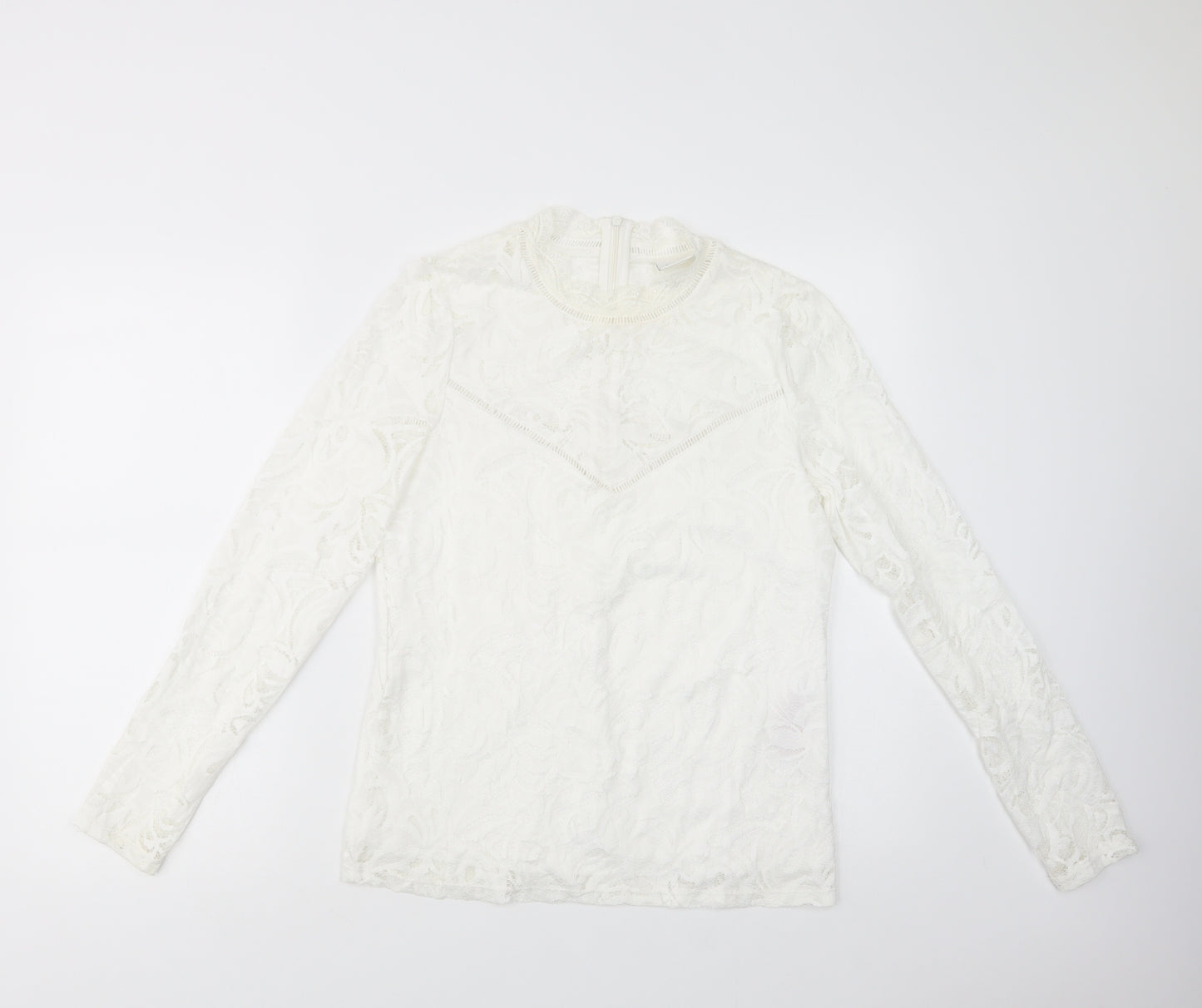 VILA Womens White  Polyamide Basic Blouse Size L Mock Neck