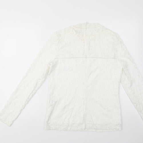 VILA Womens White  Polyamide Basic Blouse Size L Mock Neck