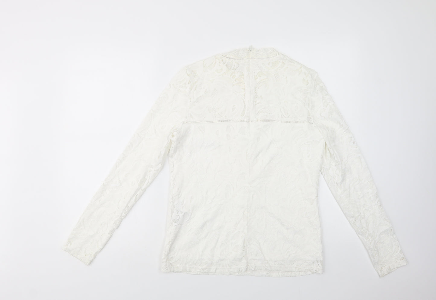 VILA Womens White  Polyamide Basic Blouse Size L Mock Neck