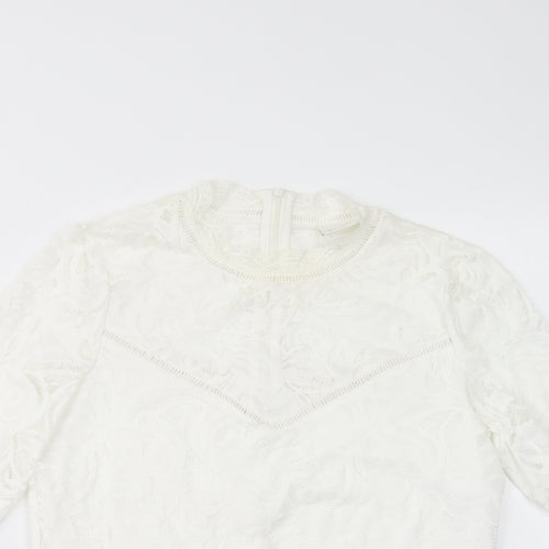 VILA Womens White  Polyamide Basic Blouse Size L Mock Neck