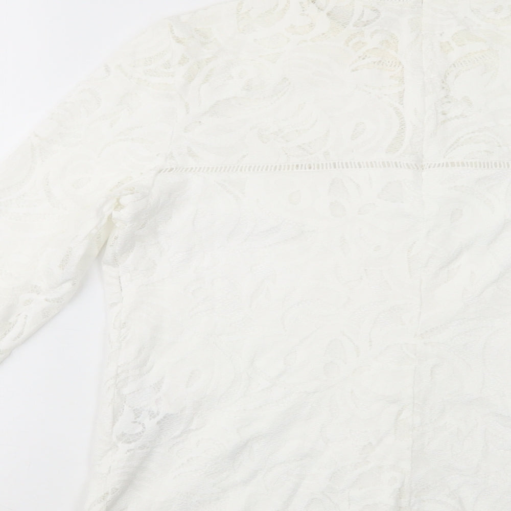 VILA Womens White  Polyamide Basic Blouse Size L Mock Neck