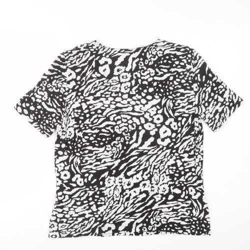 Gerry Weber Womens Black Animal Print Viscose Basic Blouse Size 14 V-Neck