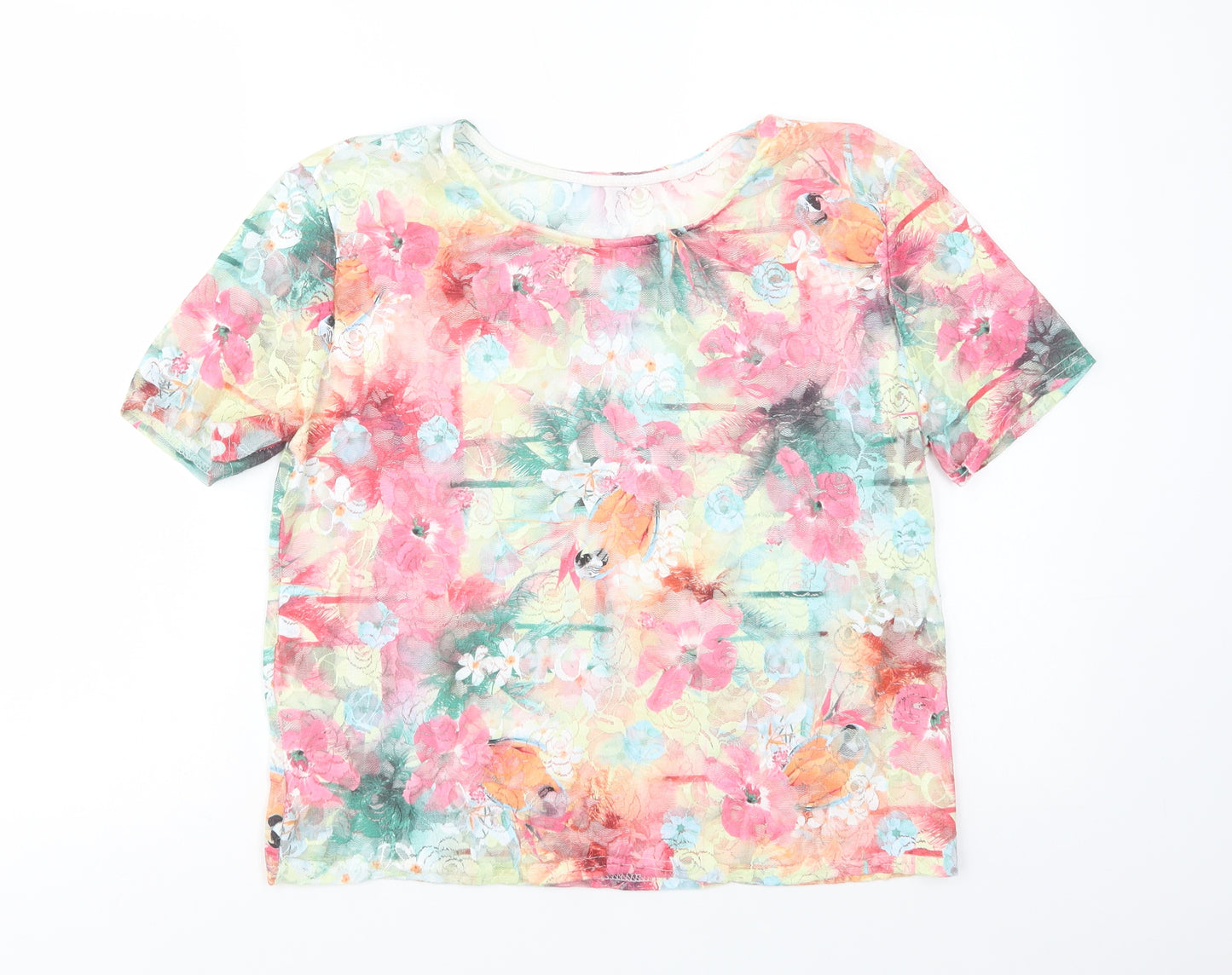 Quiz Womens Multicoloured Floral Polyester Basic Blouse Size 14 Crew Neck