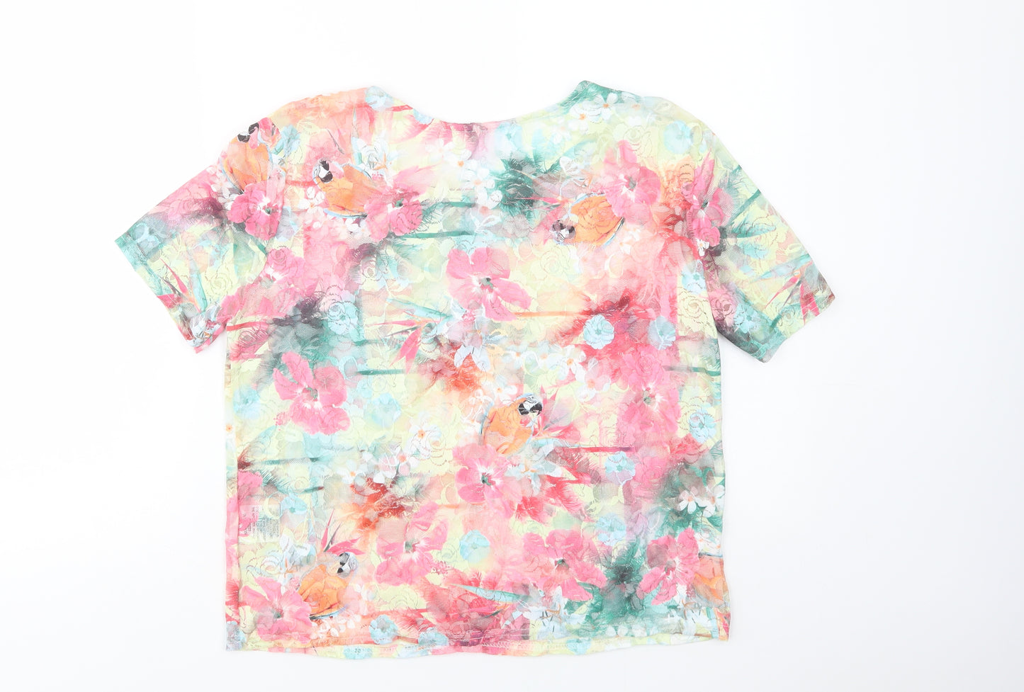 Quiz Womens Multicoloured Floral Polyester Basic Blouse Size 14 Crew Neck