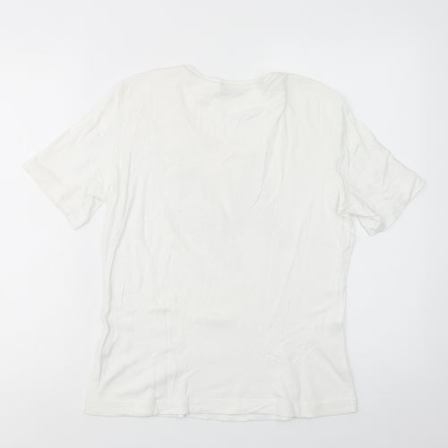 Gerry Weber Womens White  Viscose Basic T-Shirt Size 14 Scoop Neck - Butterflies
