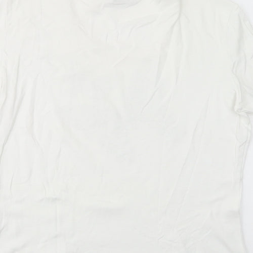 Gerry Weber Womens White  Viscose Basic T-Shirt Size 14 Scoop Neck - Butterflies