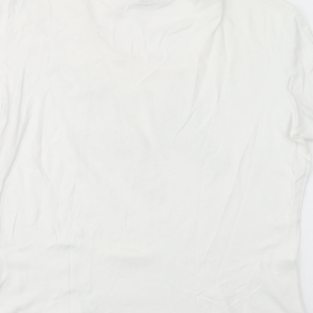 Gerry Weber Womens White  Viscose Basic T-Shirt Size 14 Scoop Neck - Butterflies