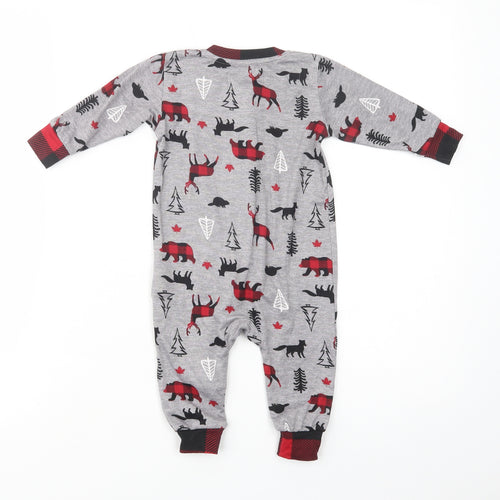 Canadiana Baby Grey Geometric Cotton Babygrow One-Piece Size 6-9 Months  Zip - Forest Animals