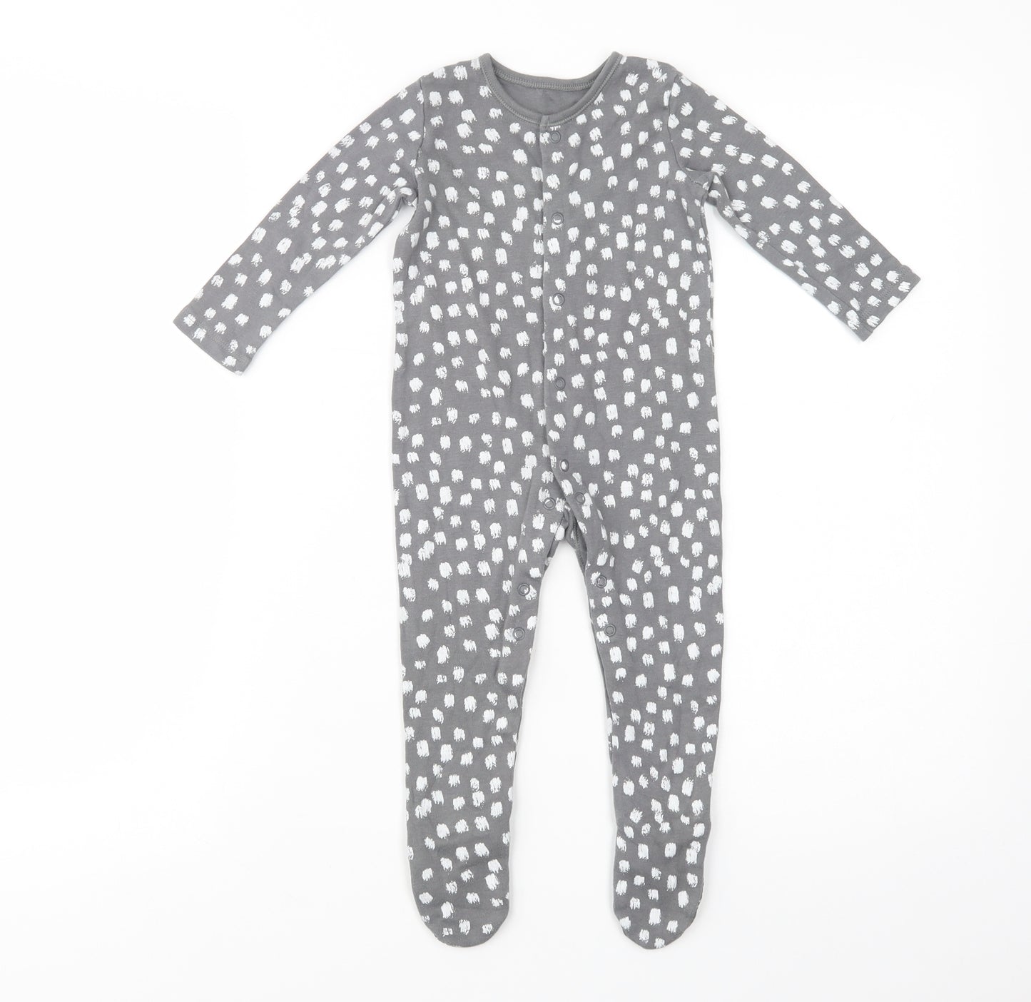 George Baby Grey Animal Print Cotton Babygrow One-Piece Size 9-12 Months  Snap