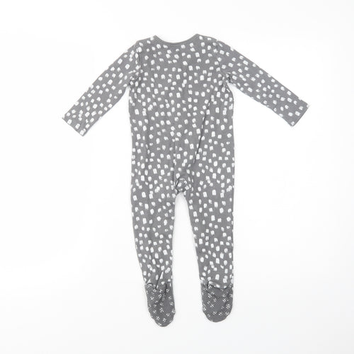 George Baby Grey Animal Print Cotton Babygrow One-Piece Size 9-12 Months  Snap