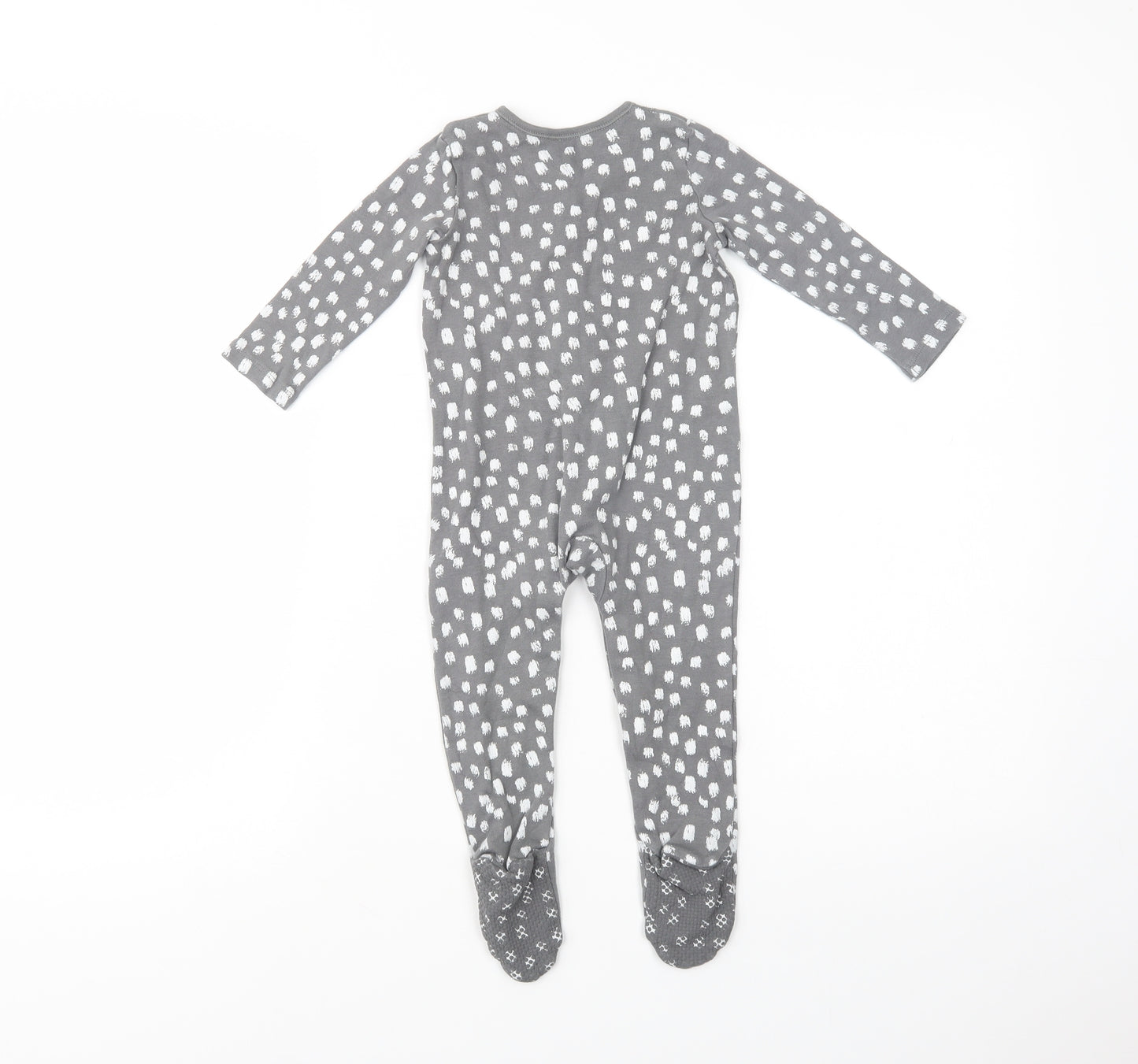 George Baby Grey Animal Print Cotton Babygrow One-Piece Size 9-12 Months  Snap