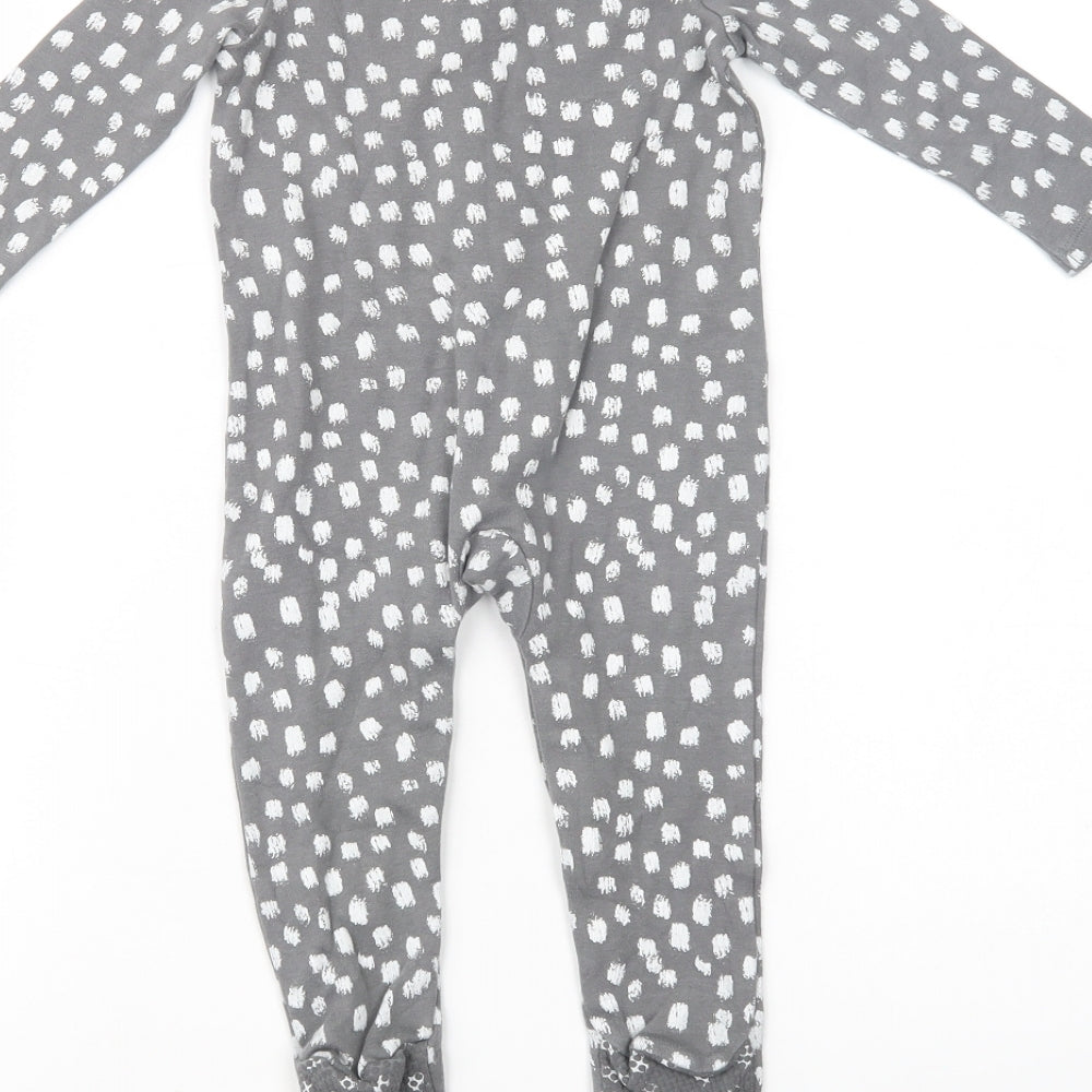 George Baby Grey Animal Print Cotton Babygrow One-Piece Size 9-12 Months  Snap