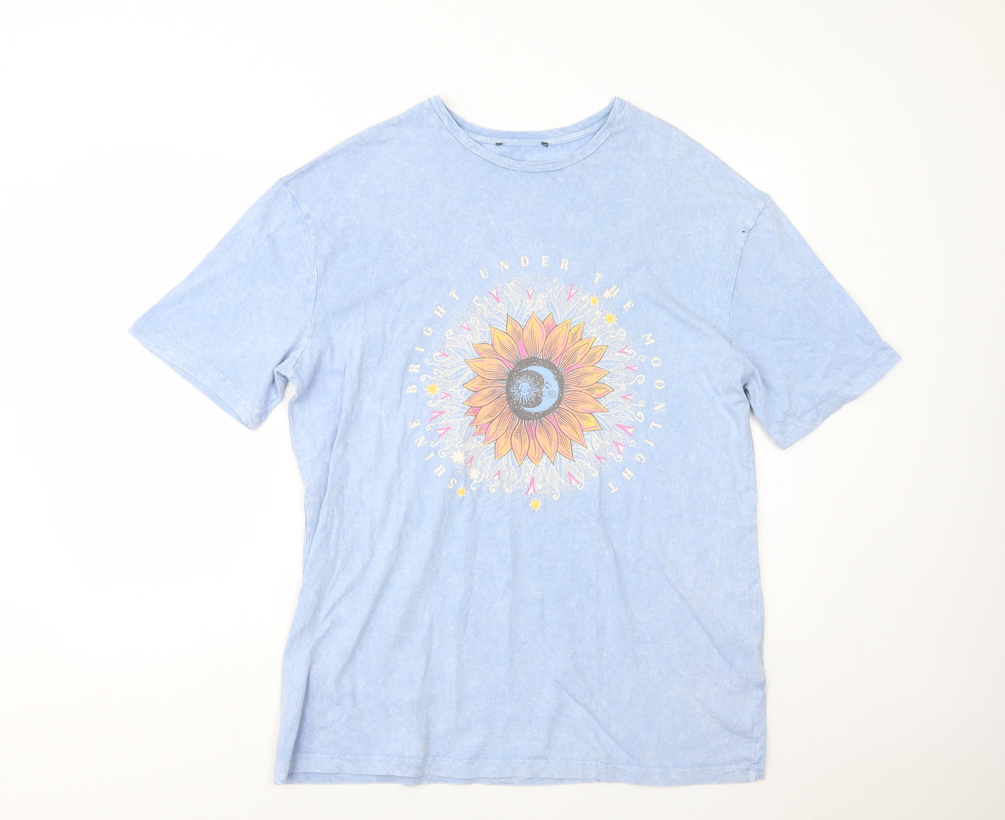 Newb Look Womens Blue  Cotton Tunic T-Shirt Size 12 Crew Neck - Moonlight