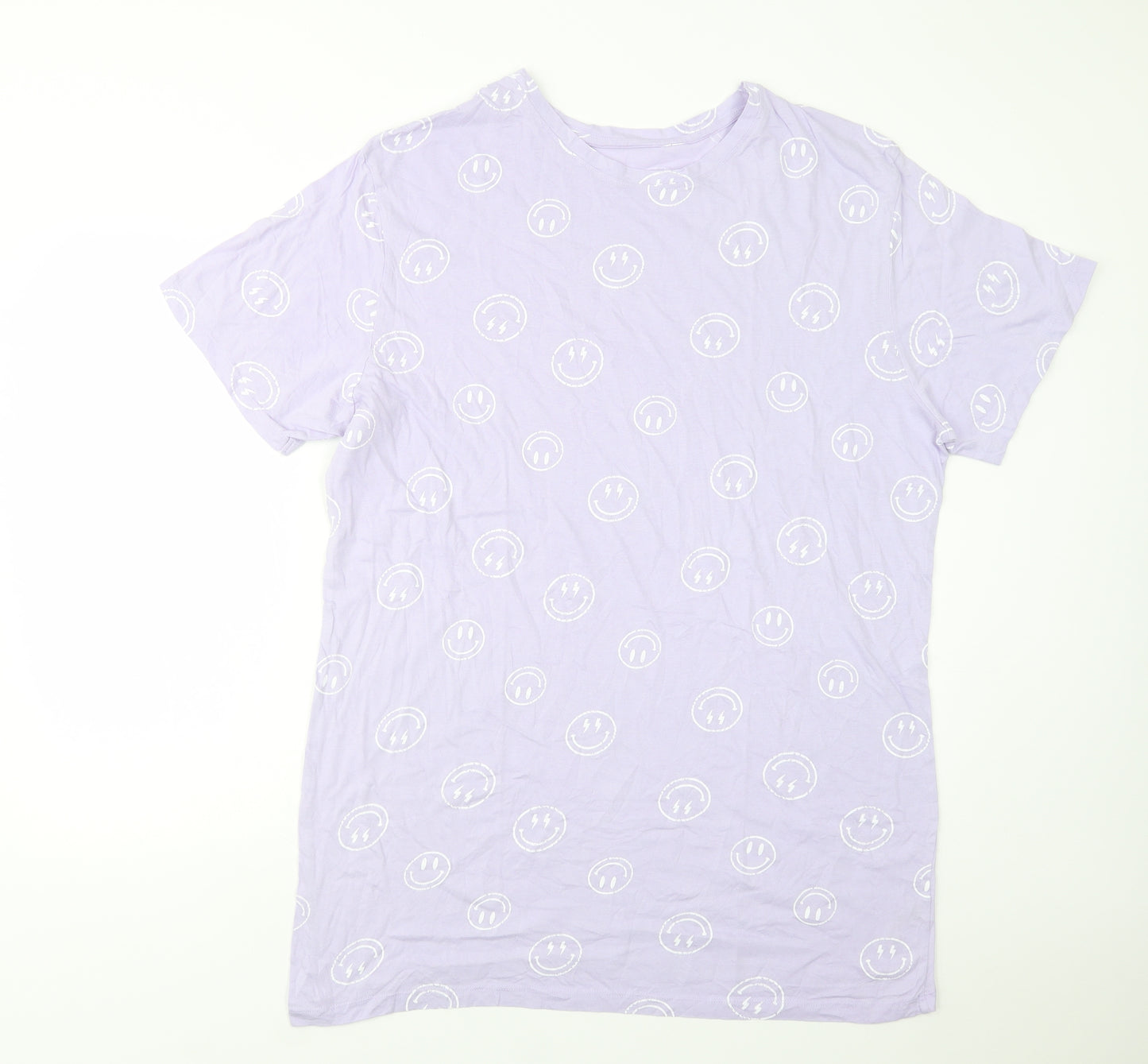 Dunnes Stores Womens Purple Geometric Cotton Chemise Dress Size L   - Emojis