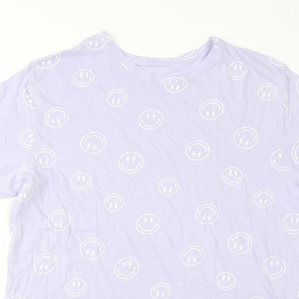 Dunnes Stores Womens Purple Geometric Cotton Chemise Dress Size L   - Emojis
