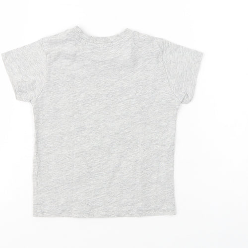 Matalan  Grey  Cotton Basic T-Shirt Size 12-18 Months Crew Neck Pullover - Diggers