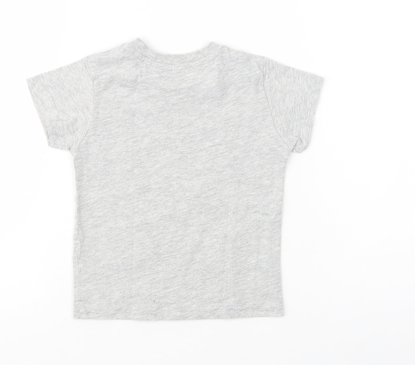 Matalan  Grey  Cotton Basic T-Shirt Size 12-18 Months Crew Neck Pullover - Diggers