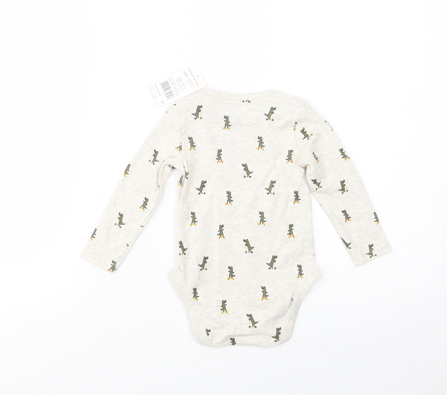 F&F Baby Beige Geometric Cotton Babygrow One-Piece Size 9-12 Months  Snap - Dino
