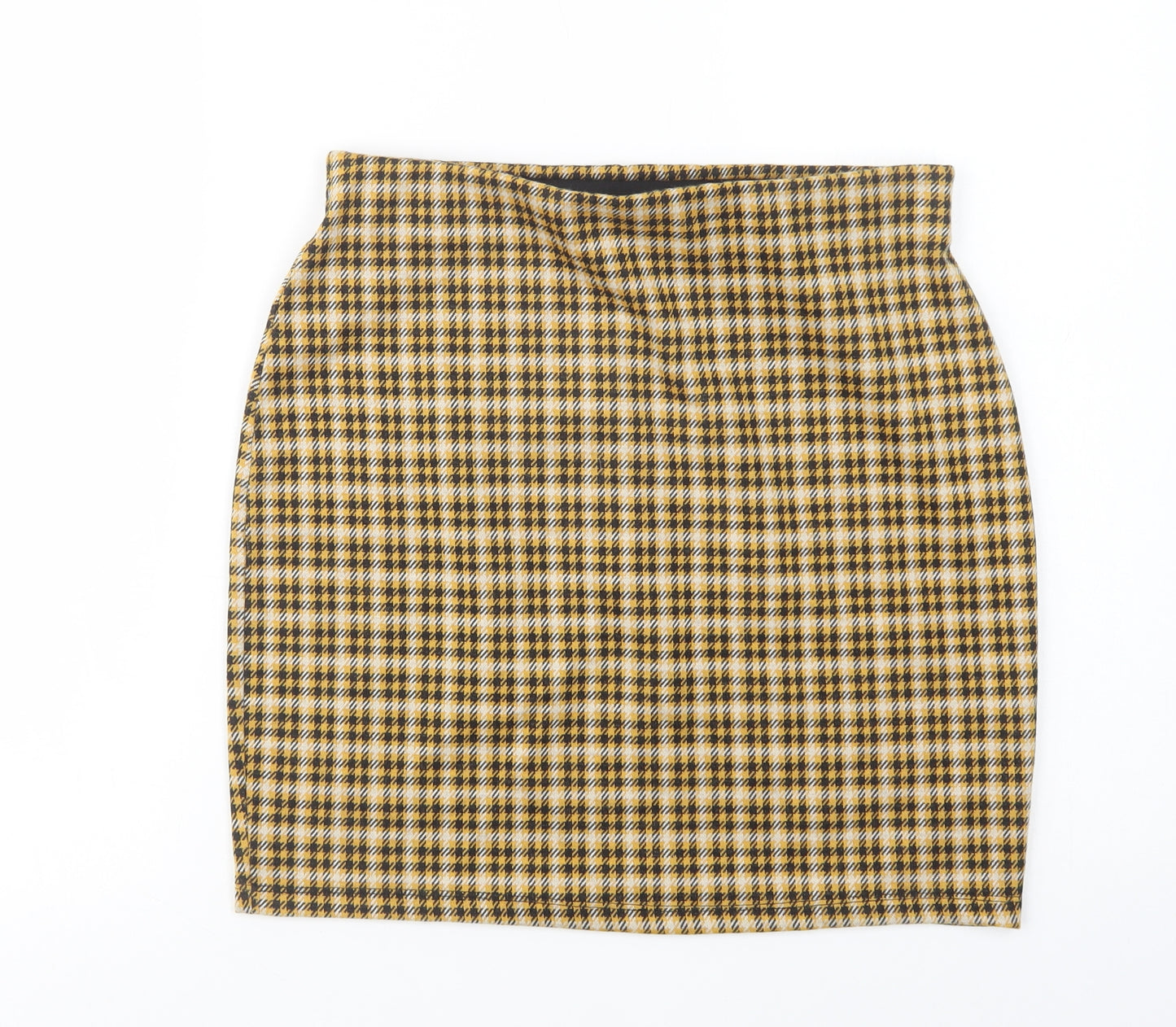 New Look Womens Yellow Plaid Polyester Mini Skirt Size 12