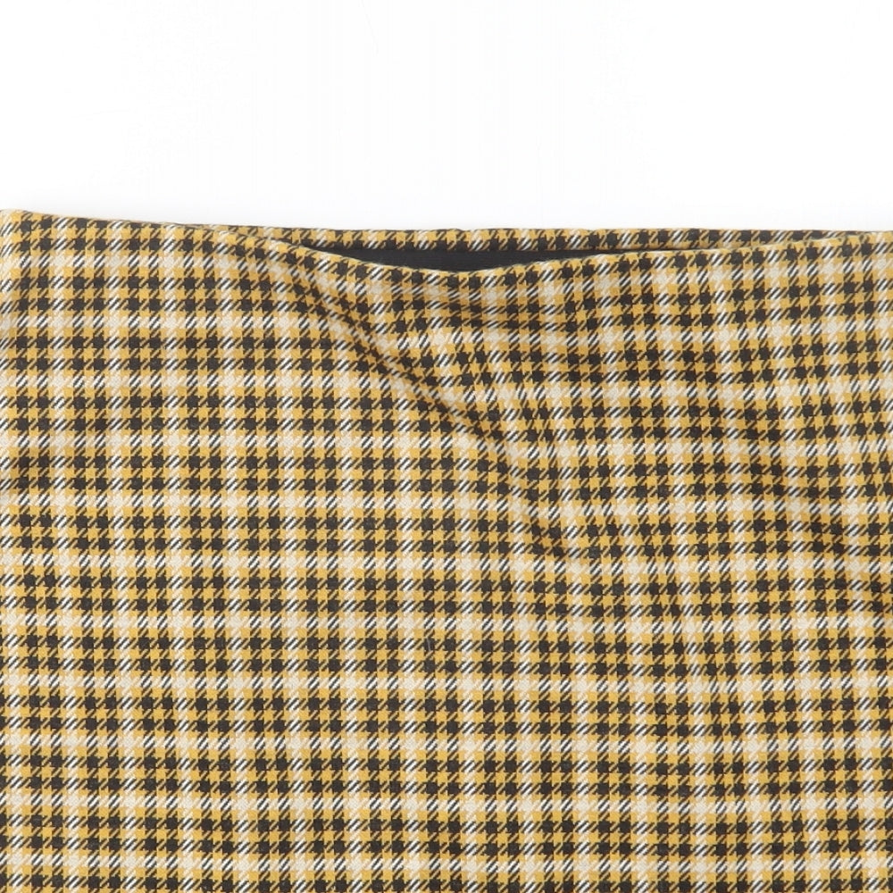 New Look Womens Yellow Plaid Polyester Mini Skirt Size 12