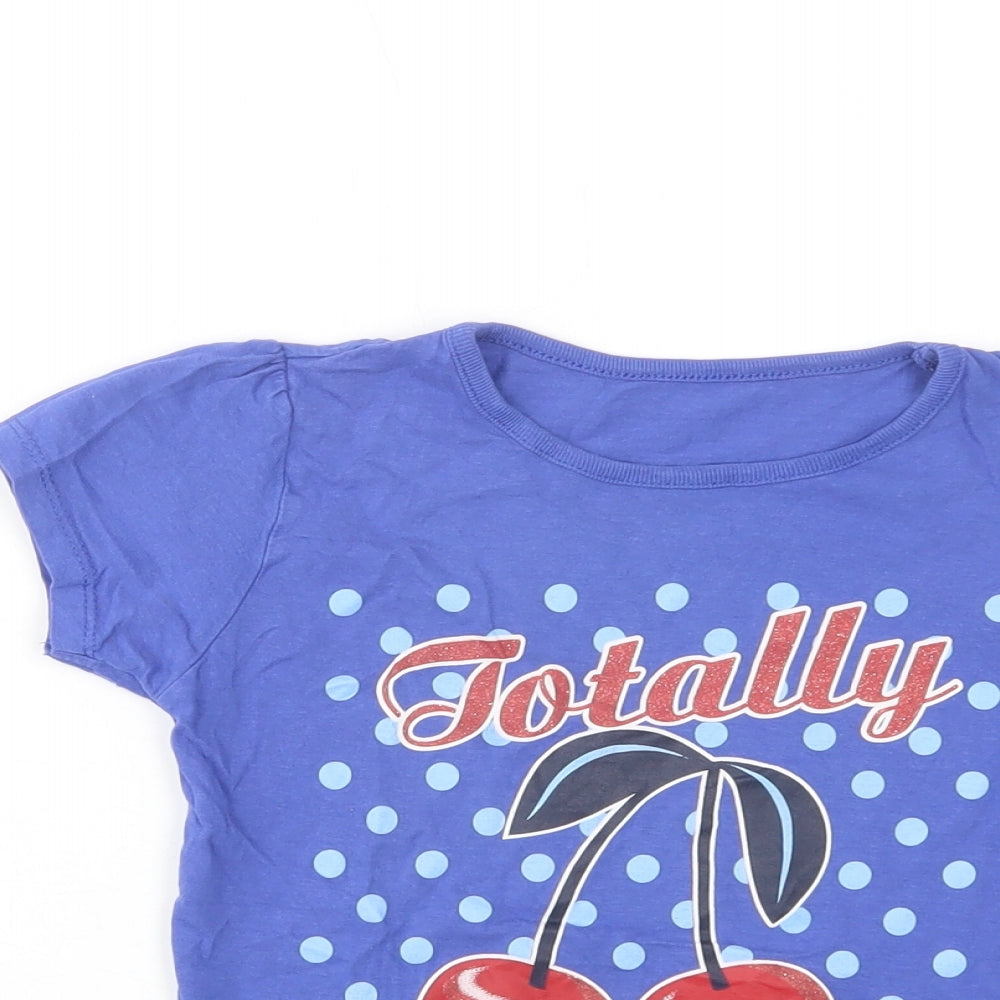 Dunnes Stores Girls Blue  Cotton Basic Polo Size 8 Years Crew Neck Pullover - Cherry