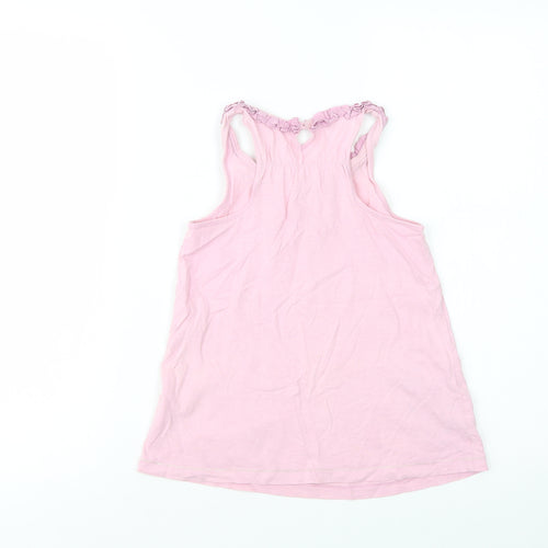 NEXT Girls Pink  Cotton Pullover Tank Size 7 Years Scoop Neck Button
