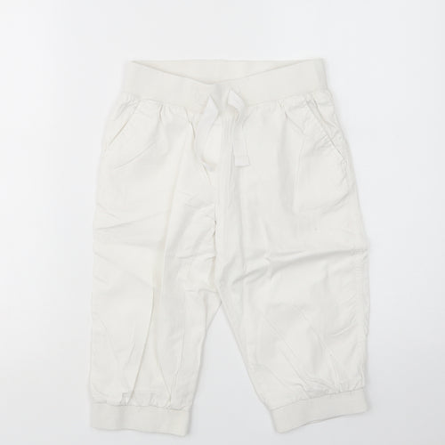 NEXT Girls White  Cotton Chino Trousers Size 9 Years  Regular Drawstring
