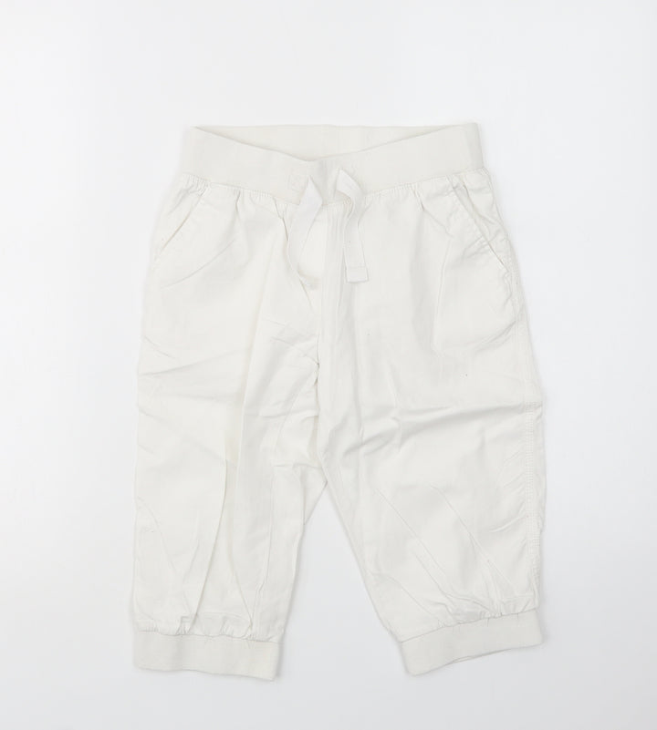 NEXT Girls White Cotton Chino Trousers Size 9 Years Regular Drawstring