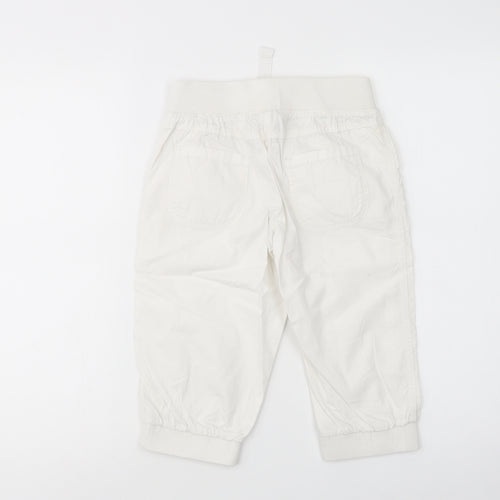 NEXT Girls White  Cotton Chino Trousers Size 9 Years  Regular Drawstring