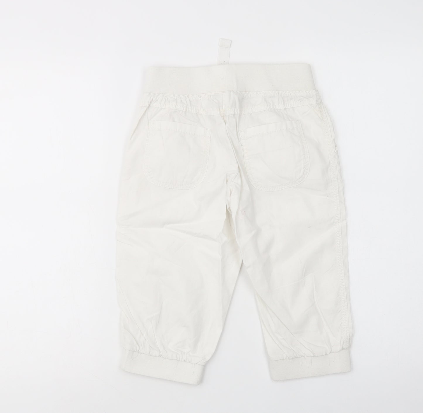 NEXT Girls White  Cotton Chino Trousers Size 9 Years  Regular Drawstring