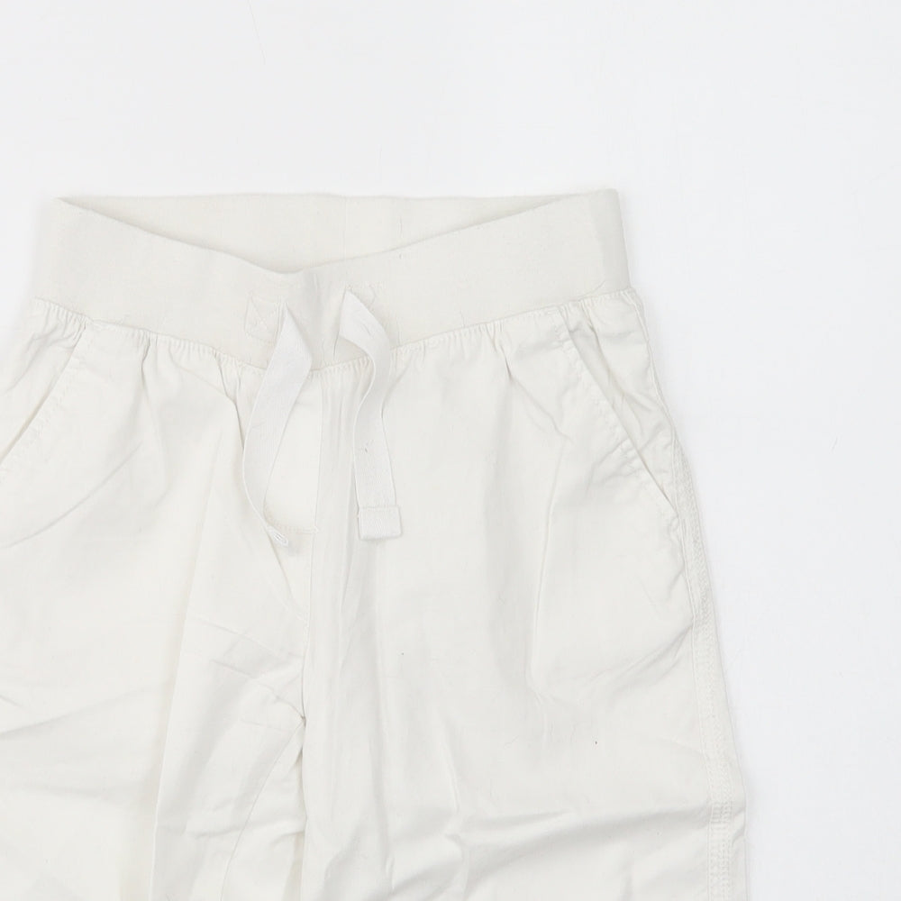 NEXT Girls White  Cotton Chino Trousers Size 9 Years  Regular Drawstring