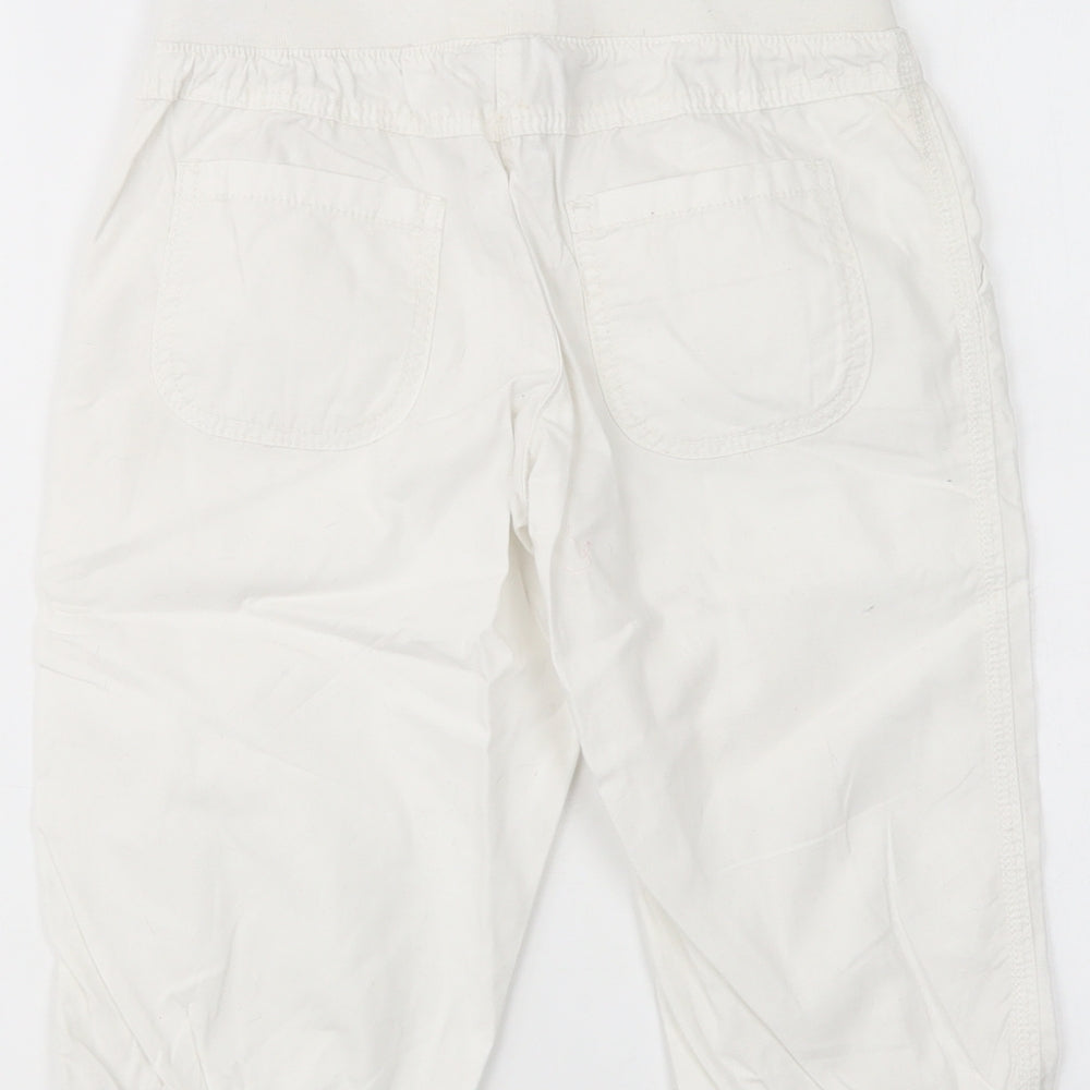 NEXT Girls White  Cotton Chino Trousers Size 9 Years  Regular Drawstring