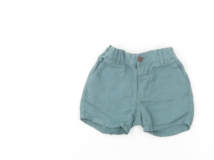 NEXT Baby Green Linen Cropped Trousers Size 12-18 Months Button