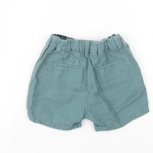 NEXT Baby Green  Linen Cropped Trousers Size 12-18 Months  Button