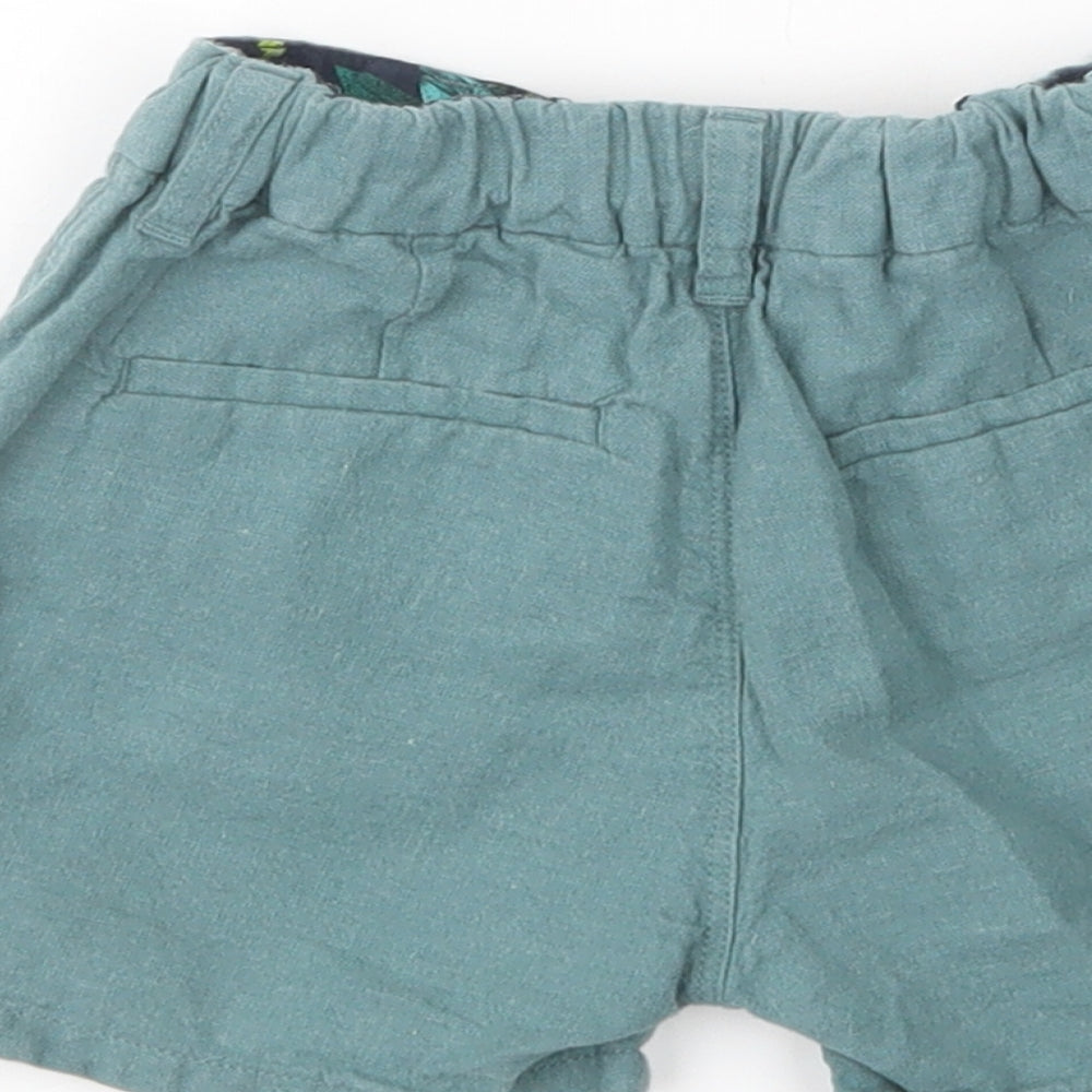 NEXT Baby Green  Linen Cropped Trousers Size 12-18 Months  Button