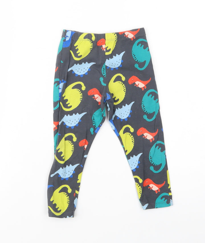F&F Baby Black Geometric Cotton Jogger Leggings Size 18-24 Months - Dinosaur Print