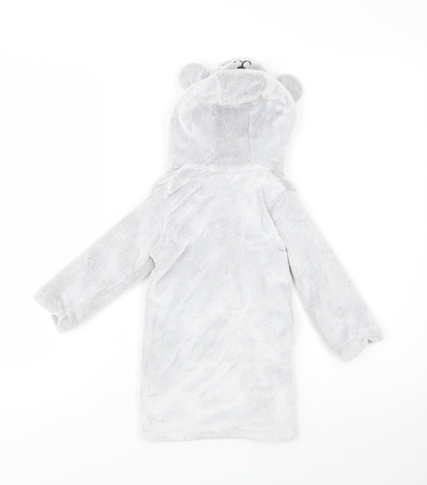 F&F Baby Grey  Polyester Kimono Robe Size 12-18 Months  Tie - Bear Hood