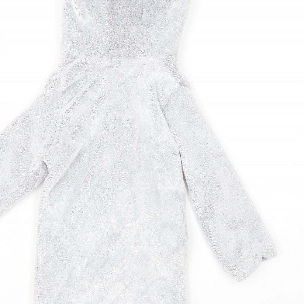 F&F Baby Grey  Polyester Kimono Robe Size 12-18 Months  Tie - Bear Hood