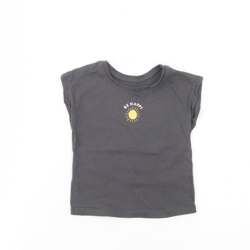 George Baby Grey  Cotton Basic T-Shirt Size 9-12 Months Crew Neck Pullover - Be Happy