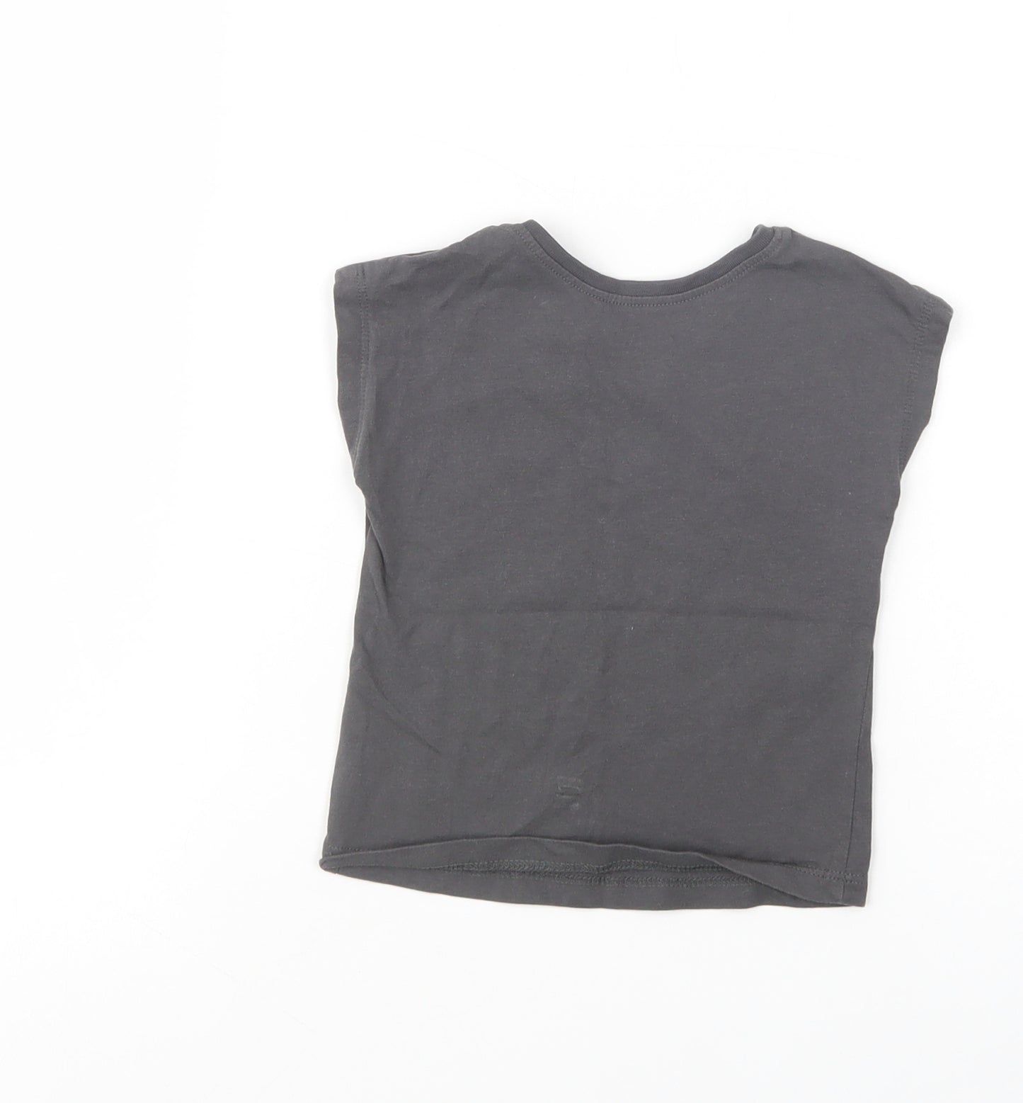 George Baby Grey  Cotton Basic T-Shirt Size 9-12 Months Crew Neck Pullover - Be Happy