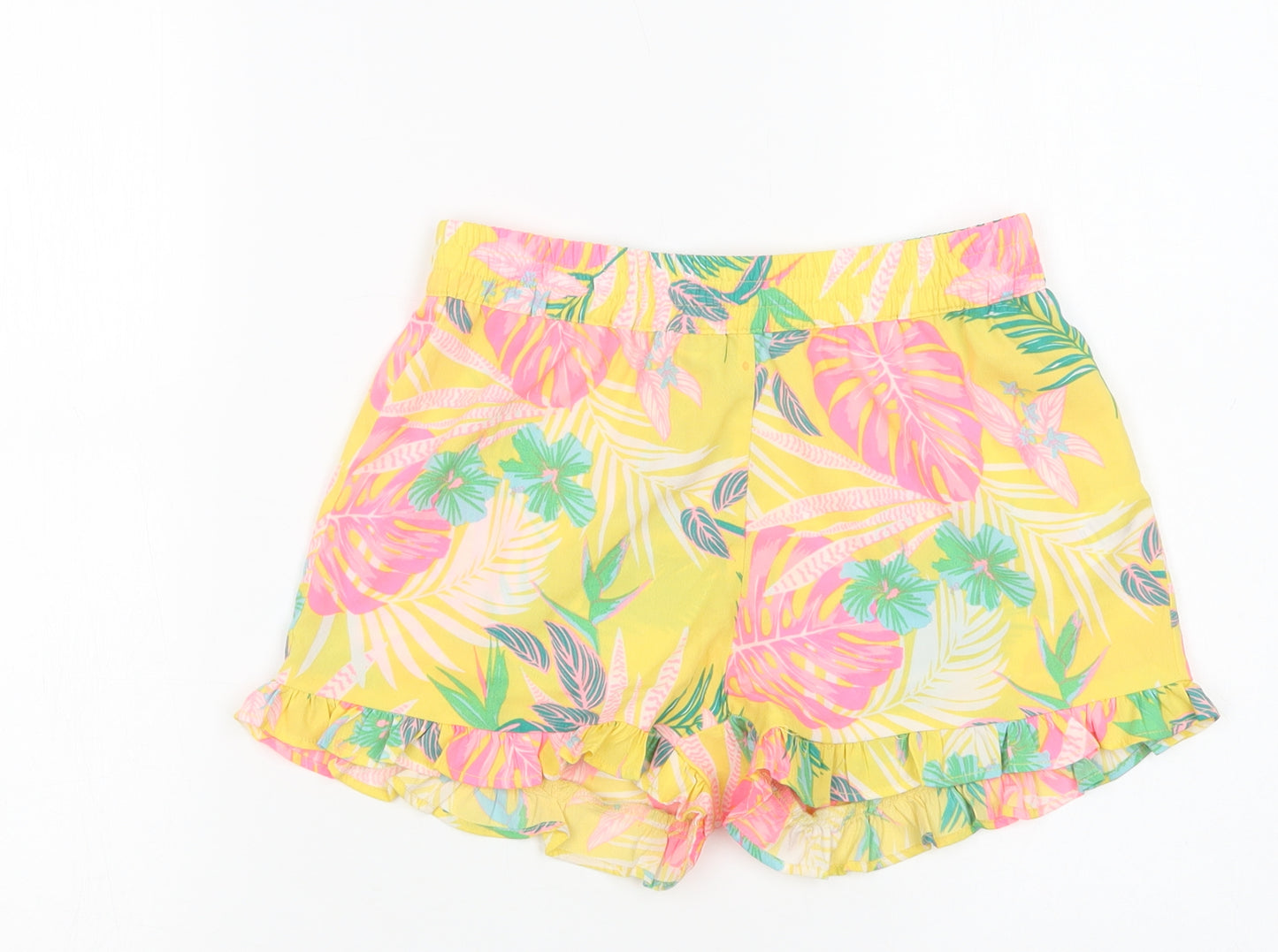 Pep & Co Girls Yellow Floral Polyester Bermuda Shorts Size 10-11 Years  Regular