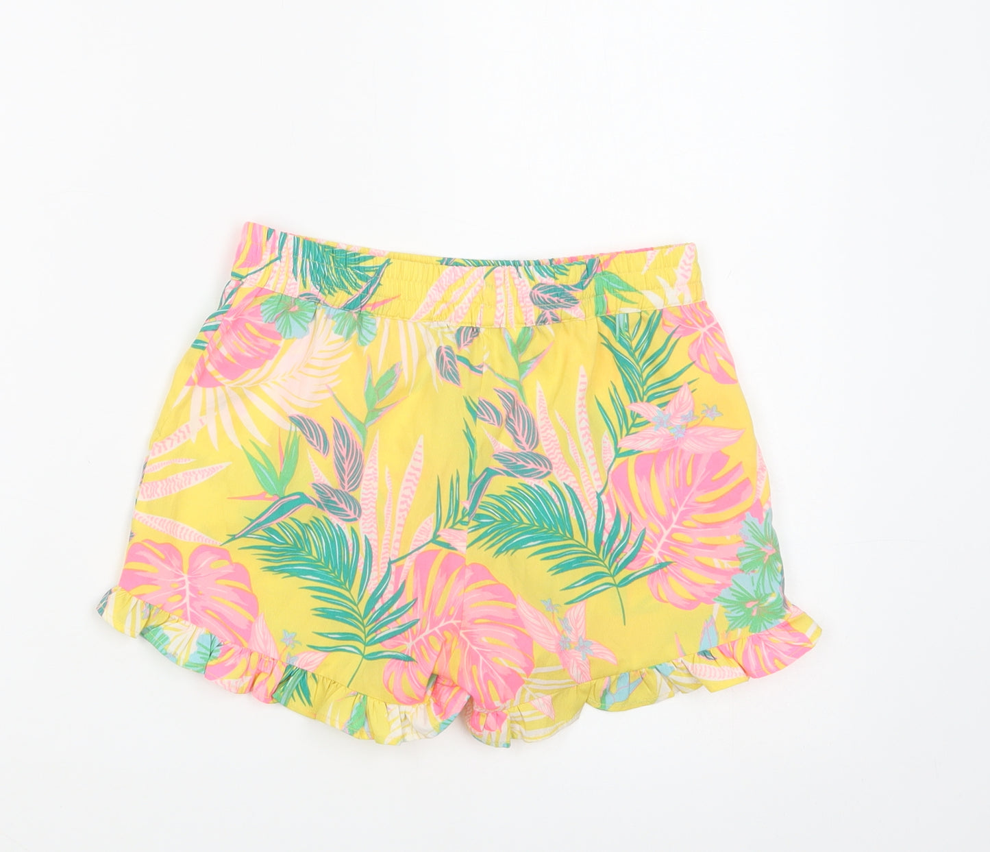 Pep & Co Girls Yellow Floral Polyester Bermuda Shorts Size 10-11 Years  Regular