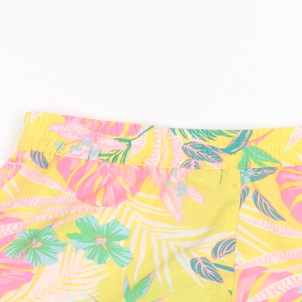 Pep & Co Girls Yellow Floral Polyester Bermuda Shorts Size 10-11 Years  Regular